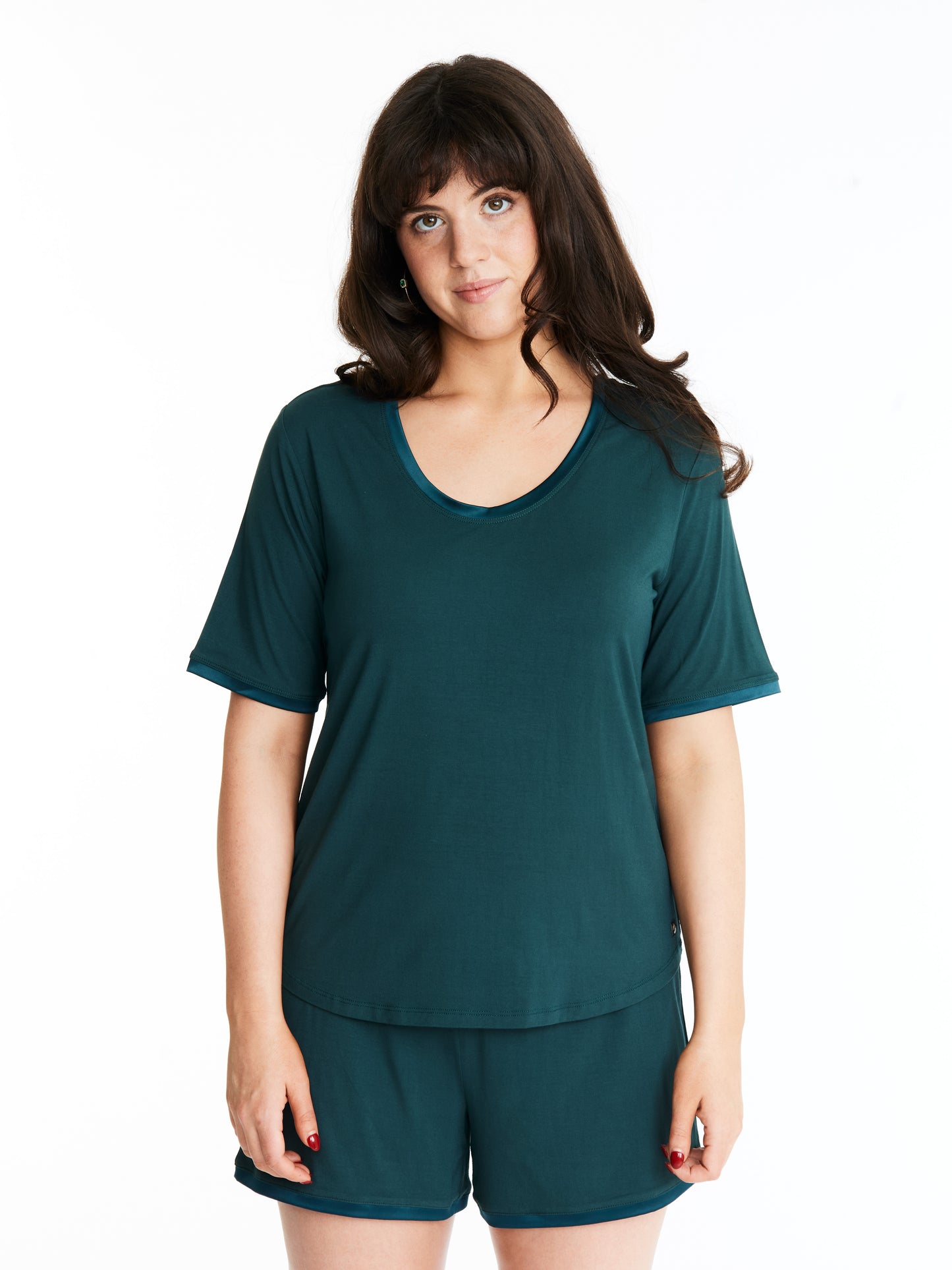 Scoop neck T with lightly padded, bra-like support, Bamboo