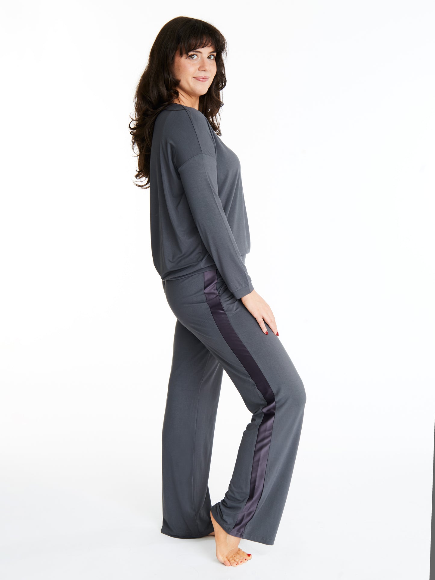 Tuxedo striped lounge pants with muffin-free waistband & pockets, Bamboo