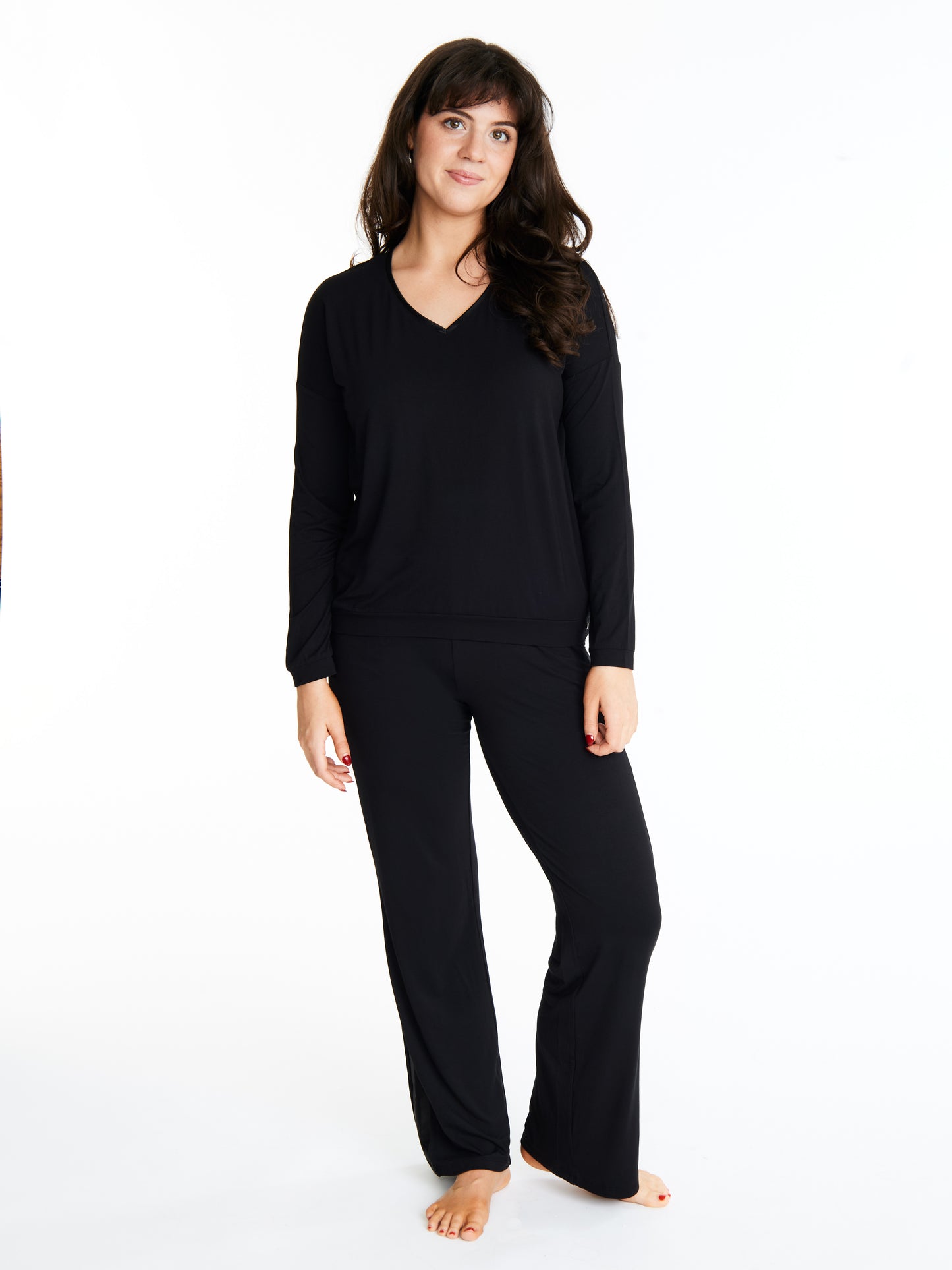 Tuxedo striped lounge pants with muffin-free waistband & pockets, Bamboo