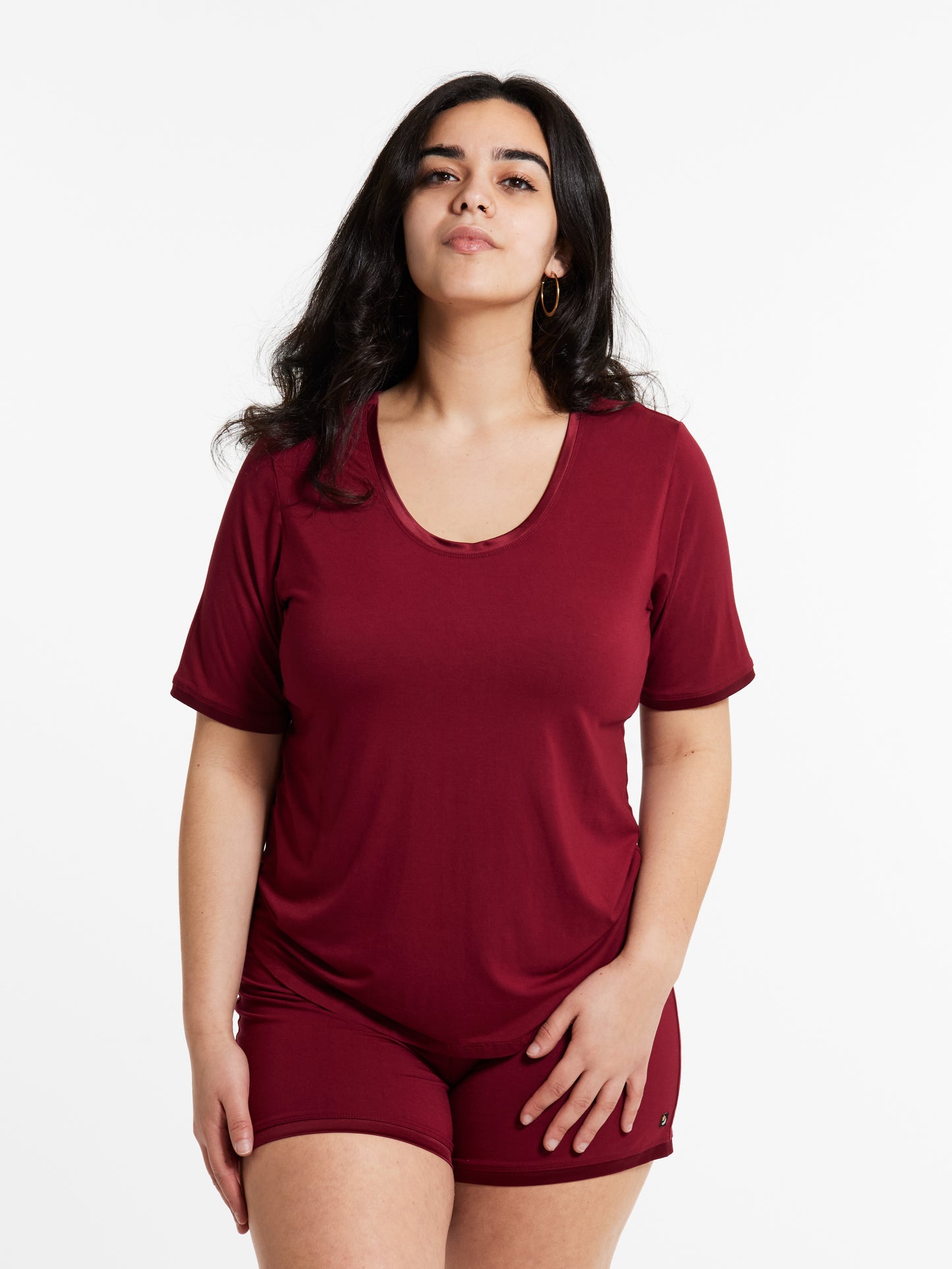 Scoop neck T with lightly padded, bra-like support, Bamboo