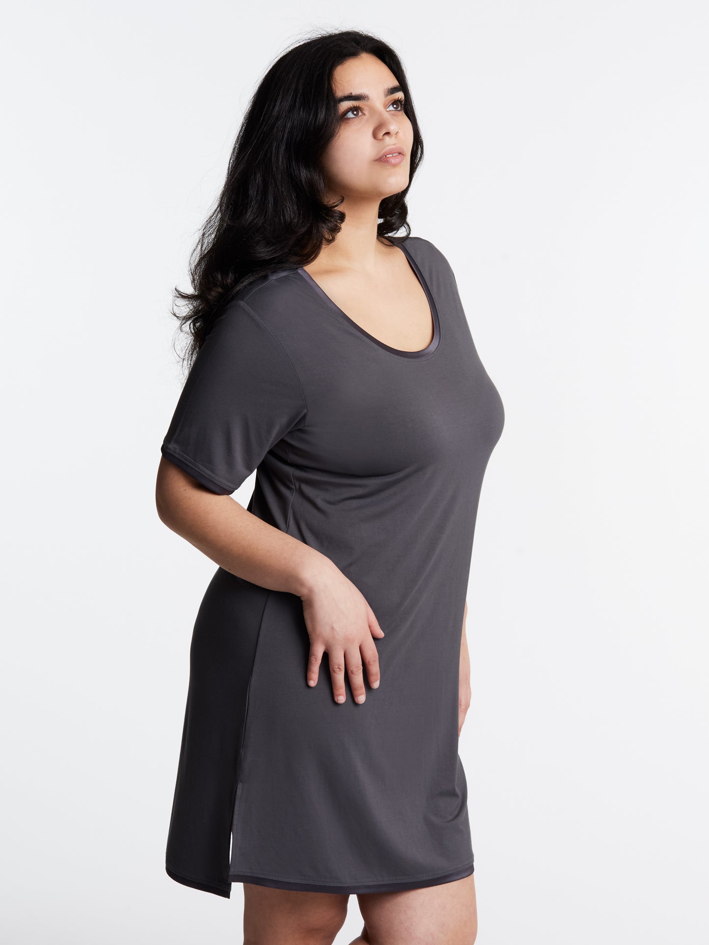 Scoop-neck MidNightie with lightly padded, bra-like support, Bamboo