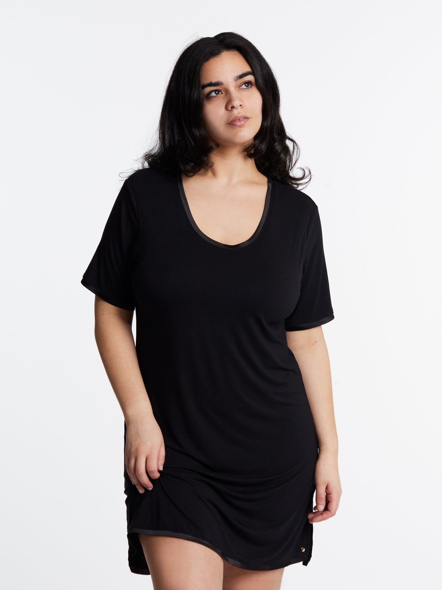 Scoop-neck MidNightie with lightly padded, bra-like support, Bamboo