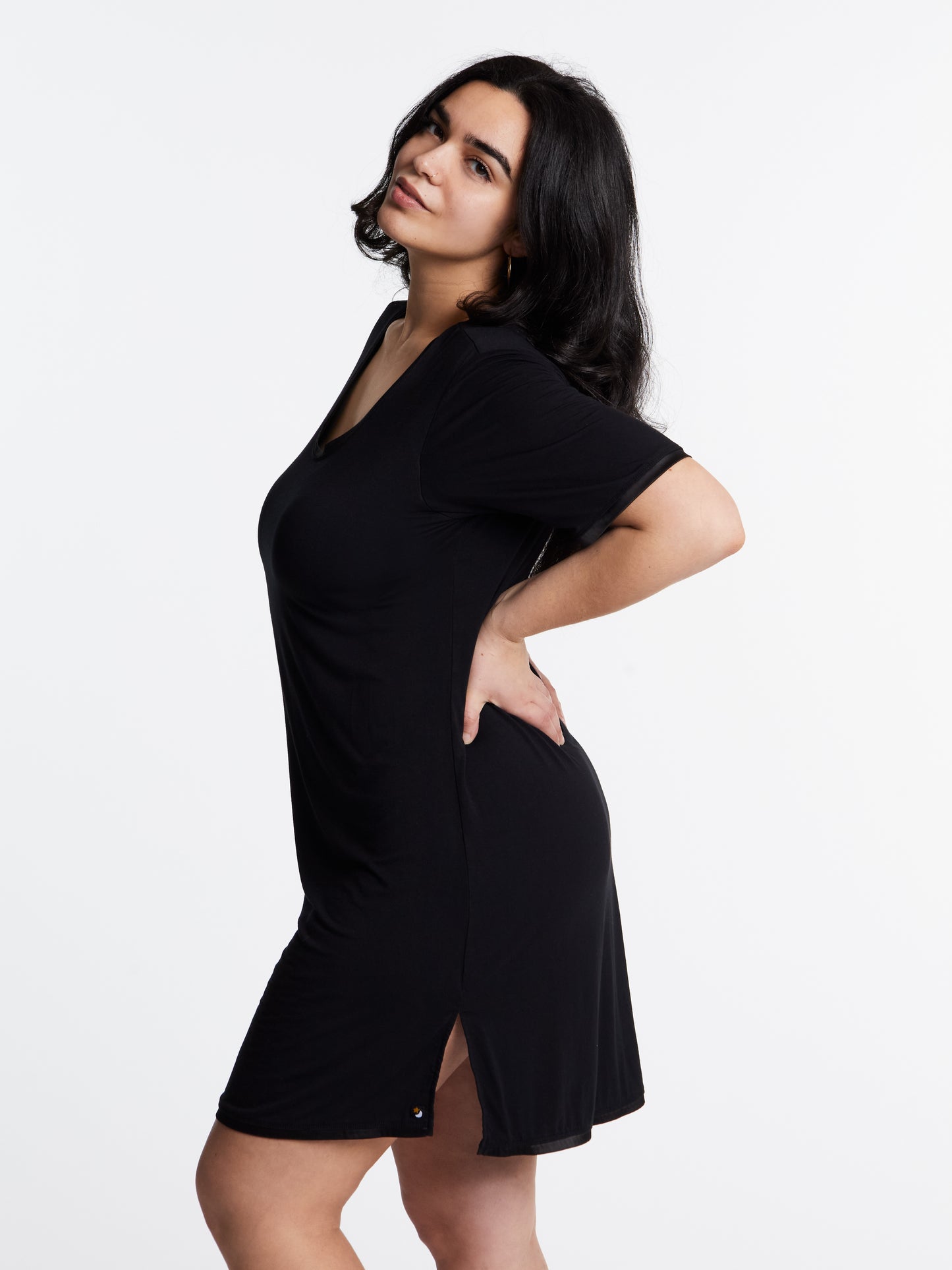 Scoop-neck MidNightie with lightly padded, bra-like support, Bamboo