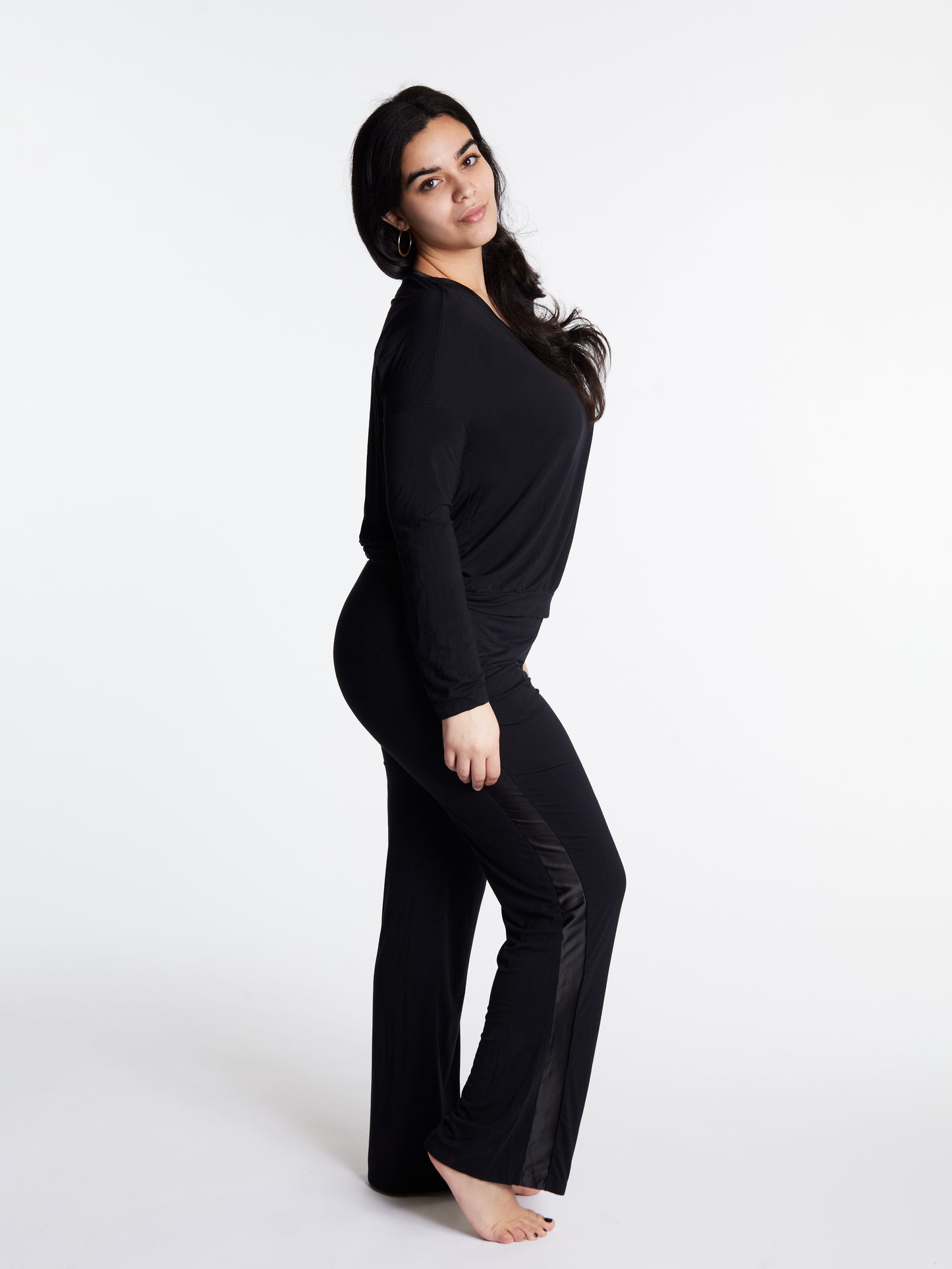 Tuxedo striped lounge pants with muffin-free waistband & pockets, Bamboo
