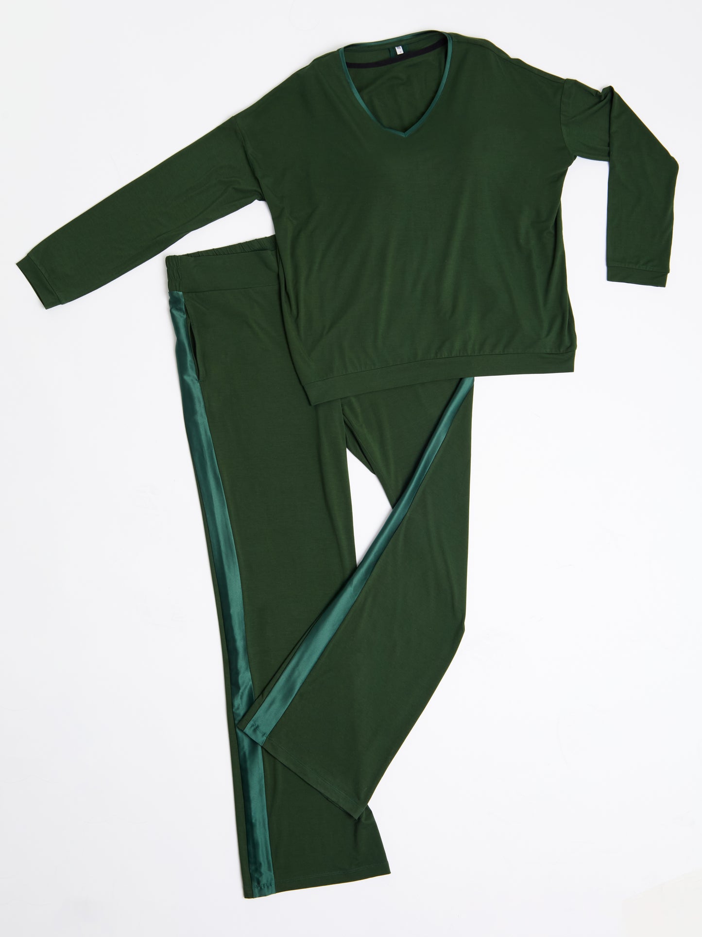 Tuxedo-striped Bamboo Pants with Muffin-Free Waistband