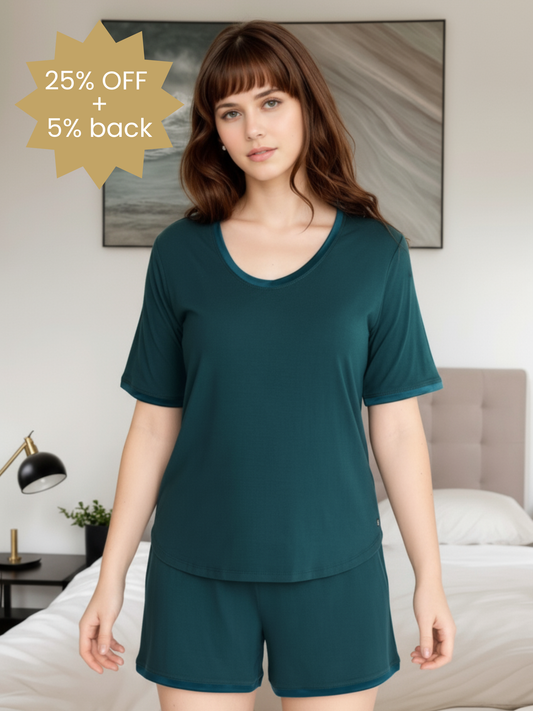 Scoop neck T with lightly padded, bra-like support, Bamboo sleepwear