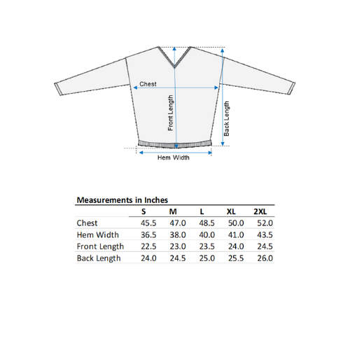 Measurement chart for Midnighties Tuxedo Top with labeled dimensions and size chart.