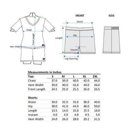 V-neck T Shorts Set (with built-in support) - Midnight