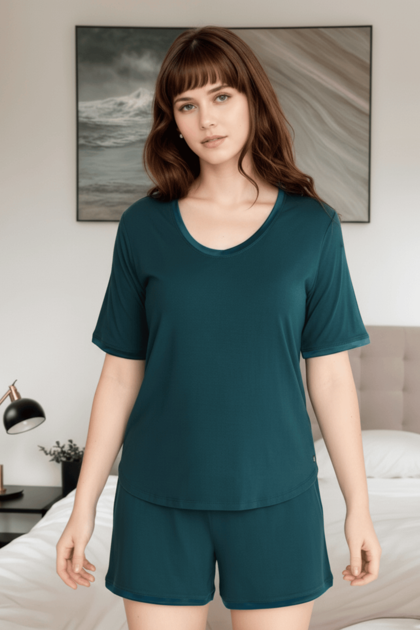 Scoop neck T with lightly padded, bra-like support, Bamboo sleepwear