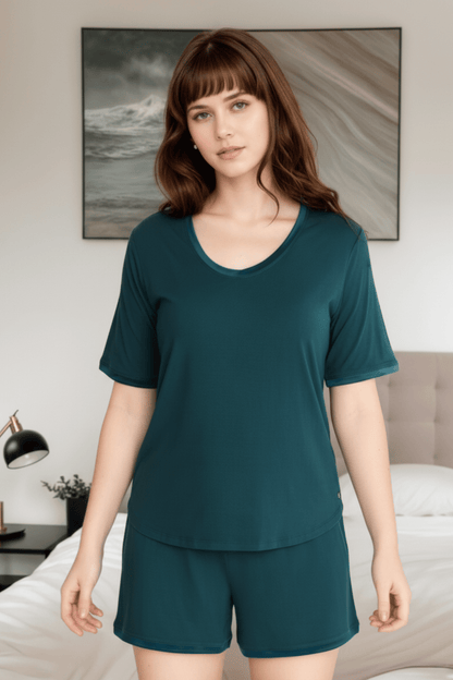 Scoop neck T with lightly padded, bra-like support, Bamboo sleepwear