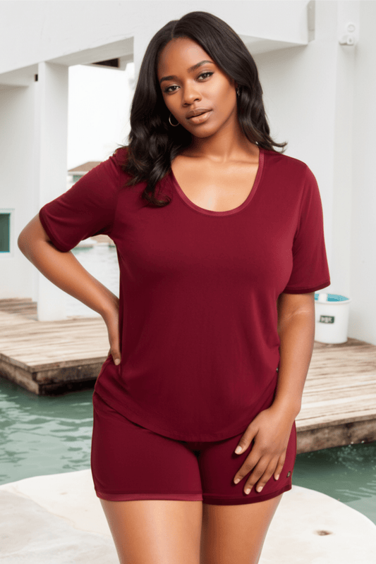 Scoop neck T with lightly padded, bra-like support, Bamboo sleepwear