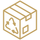 gold icon of shipping box with return symbol