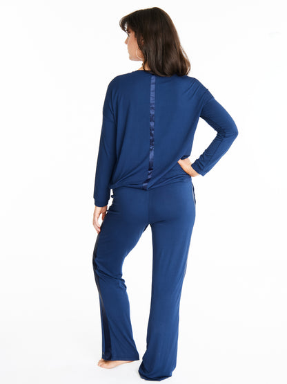 Tuxedo striped lounge pants with muffin-free waistband & pockets, Bamboo