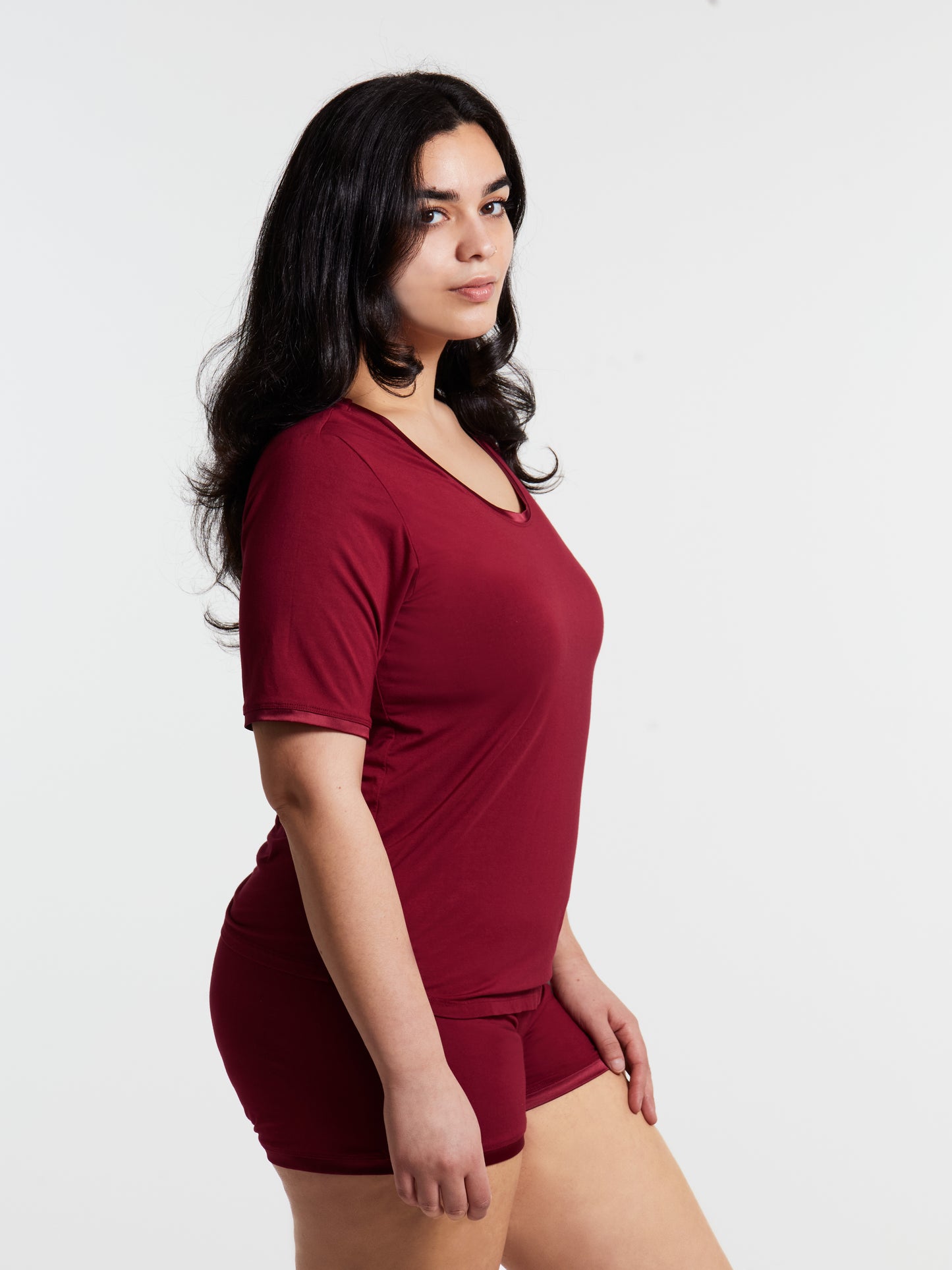 Scoop neck T with lightly padded, bra-like support, Bamboo