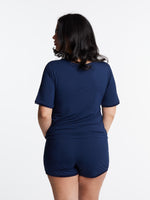 Woman in Midnighties Scoop neck shorts set in color Night Sky