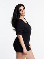 Woman in Midnighties Scoop neck shorts set in color Midnight