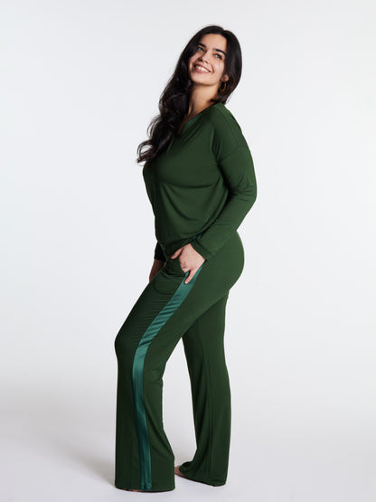 Tuxedo striped lounge pants with muffin-free waistband & pockets, Bamboo