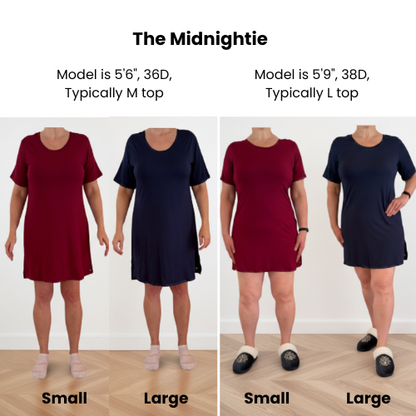 a M and L woman in S and L Midnighties for size/fit comparisons