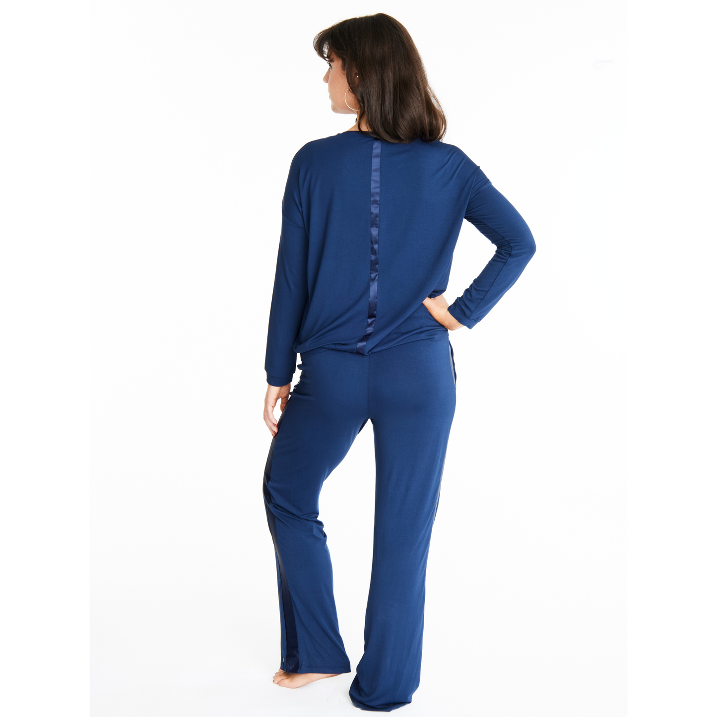Tuxedo striped lounge pants with muffin-free waistband & pockets, Bamboo sleepwear