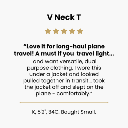 Women’s Bamboo V-Neck Top with Comfy, Lightly Padded Built-In Support