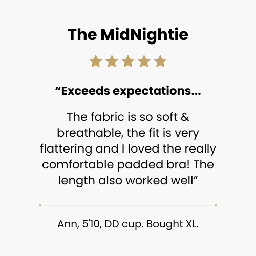 5 star customer review of the Midnightie