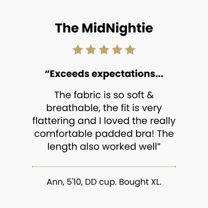 5 star customer review of the Midnightie