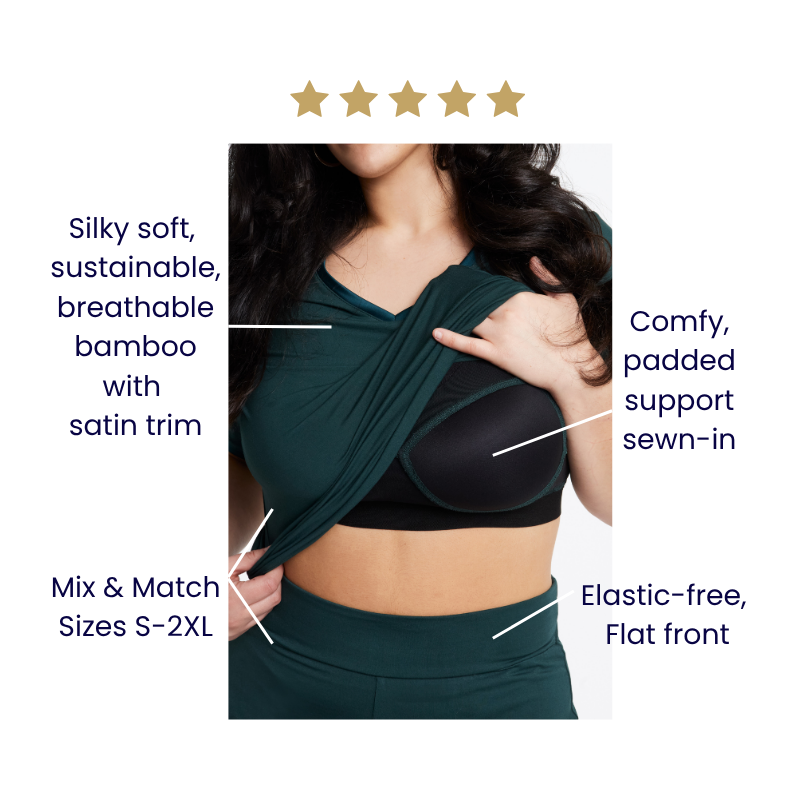 Scoop-neck T Shorts Set (with built-in support) - Midnight