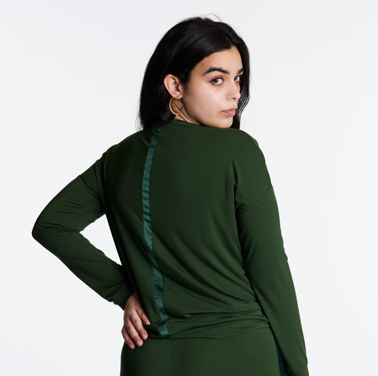 Tuxedo-striped Bamboo Top with Built-In Support