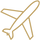 Gold outline of an airplane on a white background