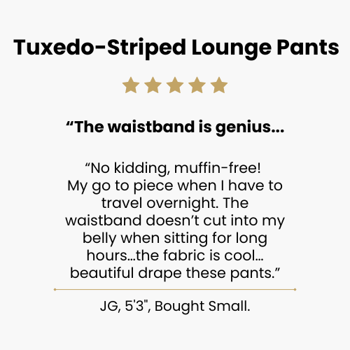 5 star customer review of Tuxedo Pants