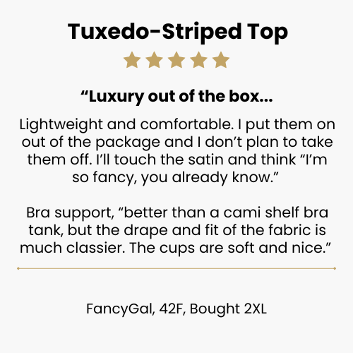 5 star customer review of tuxedo Top